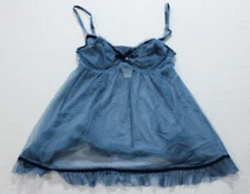 Adore Me Women's Tayla Underwired Unlined Mesh Babydoll EJ2 Blue Multi Size 32B