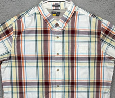 Eddie Bauer Shirt Adult 2XL Travex White Multi Plaid Classic Fit Button Down Men