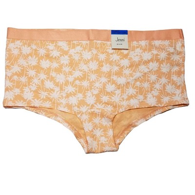 Jenni Intimates Stretch Boyshort Panty Size XL Palm Print Orange NWT