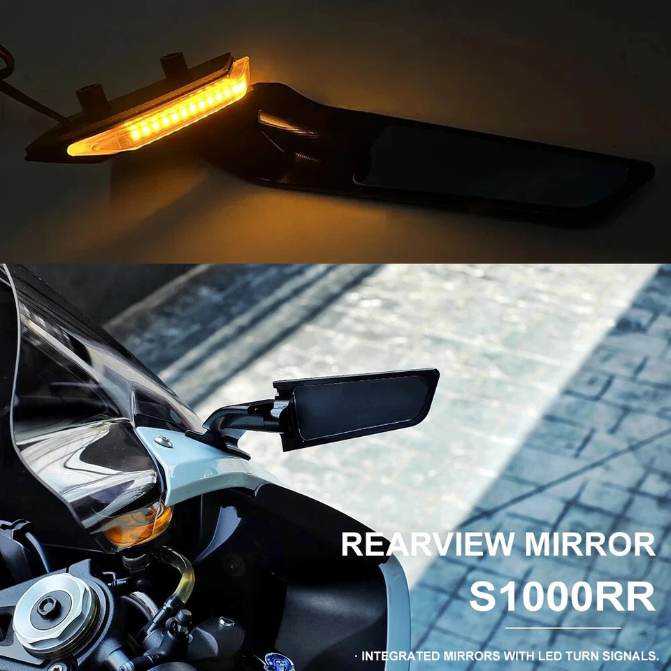 Espejos retrovisores laterales 2025 con kit de señal de giro LED para BMW S1000RR 2019-2025 Foto 3 de 4