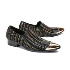 Korean Men  s New Wedding Stripe Leather Slip On Business Formal Shoes Oxfords