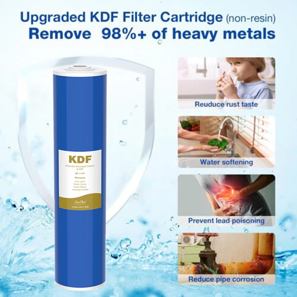 20" x 4.5" KDF Big Blue Whole House Water Filter System Heavy Metal Filtration - Image 4 of 4