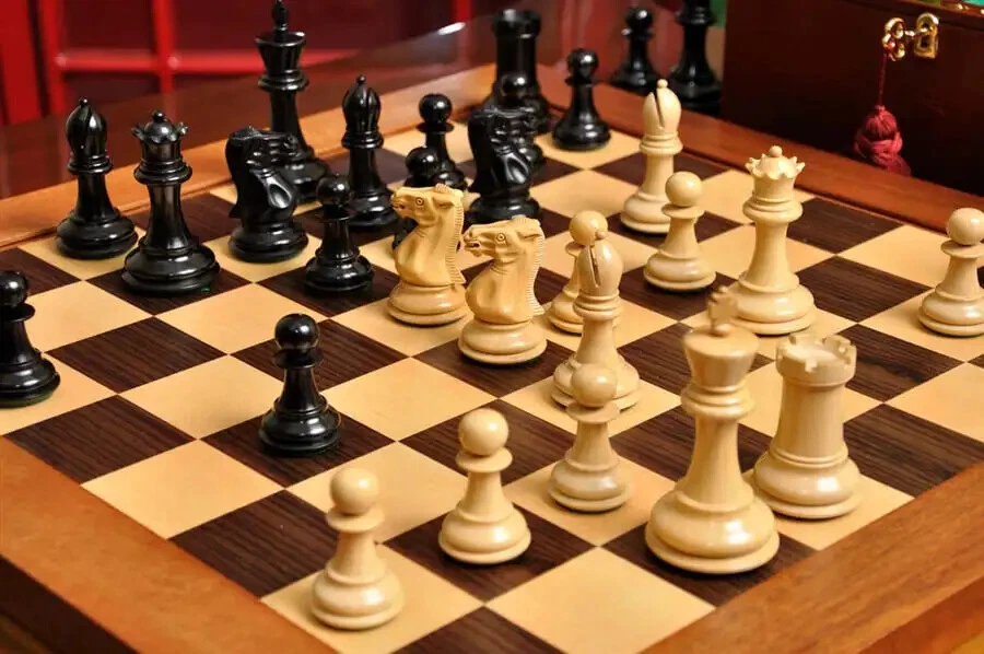 The Bicentennial Luxury Chess Set - Pieces Only - 3.6" King - Genuine Ebony - Image 2 of 4