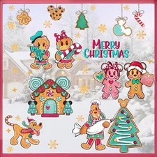 Mfault Merry Christmas Gingerbread House Window Clings 9 Sheets, Duck Dog Xma...