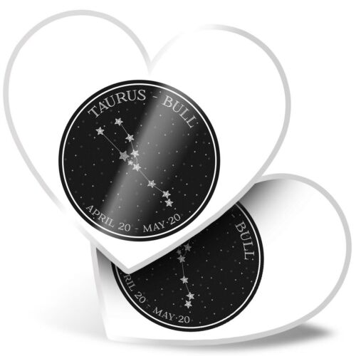 2 x Heart Stickers 15 cm - BW - Taurus Constellation Stars Horoscope #40732 - Afbeelding 1 van 8