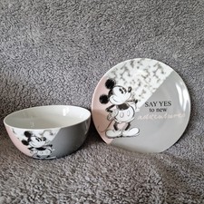Disney Mickey Mouse "Say Yes To New Adventures" Plate & Bowl Asda Set C - RARE