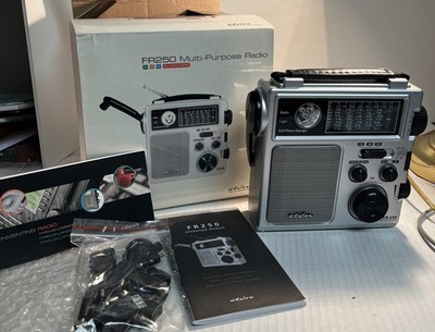ETON FR-250 AM/FM/Short Wave Radio W/ Light/Siren/Crank - Silver Color NIB