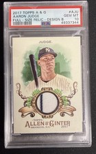 2017 Tools Allen Ginter Aaron Judge Full Size Relic Rookie Card Design B PSA 10. rookie card picture