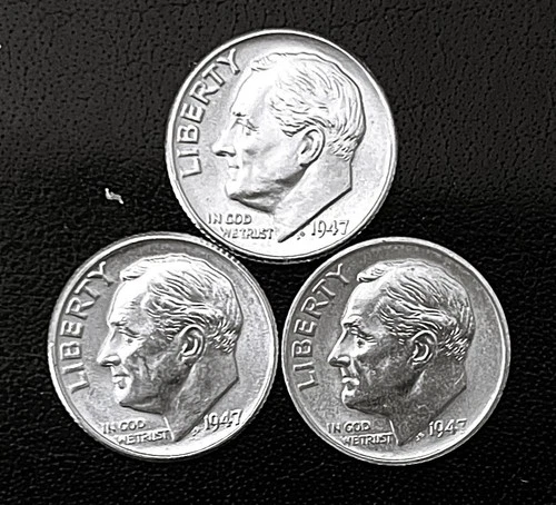 1947 P-D-S 10c  SILVER Roosevelt Dime Year Set. BU (R189)