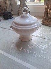 ancien petit pot a bouillon TERRE DE FER sarreguemines china  XIX èm h 15.5 cm