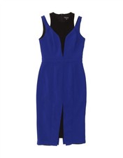 WAREHOUSE Womens Sleeveless Bodycon Dress UK 10 Small Blue Polyester BA03