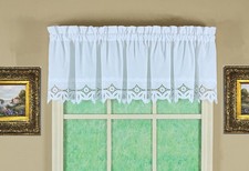 , Heirloom Battenberg Eyelet Valance 14", White, 58" W x 14" L