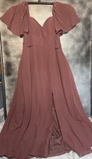 Azazie Formal Bridesmaid Mither Of Bride Party Wine Gown 14 Long Chiffon Pockets