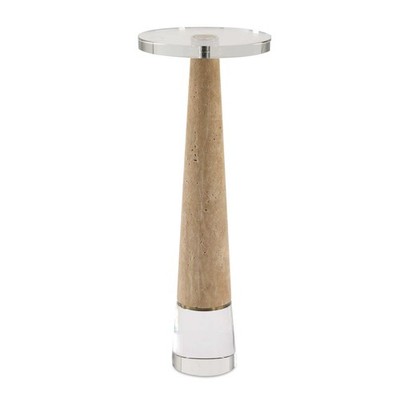 Uttermost 50076 Niari Travertine Crystal Modern Accent Drink Table 9x24