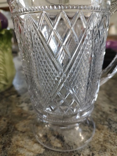 EAPG McKee and Bros National Glass Co No 900 Sunk Diamond and Lattice Pitcher - Picture 4 of 7