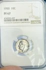 1950 PROOF Roosevelt  US 10c ~ NGC PR67 ~  Awesome rear color done!