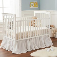 White Crib Skirt for Baby Girls Boys, 28" x 52" with 16" Drop 100 Washed