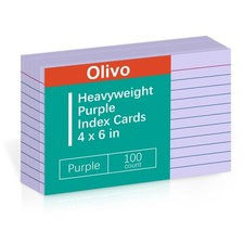 Purple Index Cards 4x6 Lined Ruled Flash Note 4" x 6" 100 Count ,