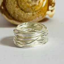 Handmade Sterling Silver Wire Wrapped Ring: Minimalist Stacking Band All Size