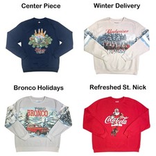 Licensed Mens Holiday Crew Fleece, Cotton/Poly Blend Crewneck Pullover