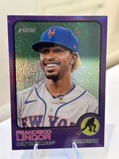2022 Topps Heritage #196 Francisco Lindor Chrome Purple Refractor