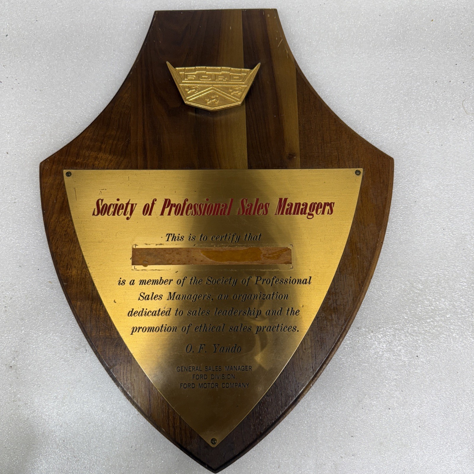 Vintage Ford Sales Award – Ford Motor Co.