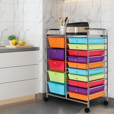15 Drawers Storage Trolley Home Office Organizer Mobile Colorful