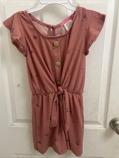 2 Hip Girls Peach Pink Floral Short Jumpsuit Short-Sleeve Size 10