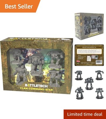 Ready-to-Play Battletech Clan Command Star: 5 Unique Miniatures & Pilot Cards