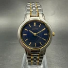 Seiko Watch Women 24mm Blue Dial Two Tone Round V701-2D60 New Battery Vintage