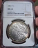1883 MORGAN SILVER DOLLAR NGC MS-63 GOLD RIM TONING NO RESERVE