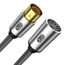 5-Pin DIN MIDI Extension Cable - Male to Female Adapter for Keyboard, Synthes...