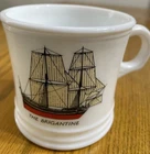 Vintage Surry USA Milk Glass Shaving Mug THE BRIGANTINE Ship Photo History 3.25"