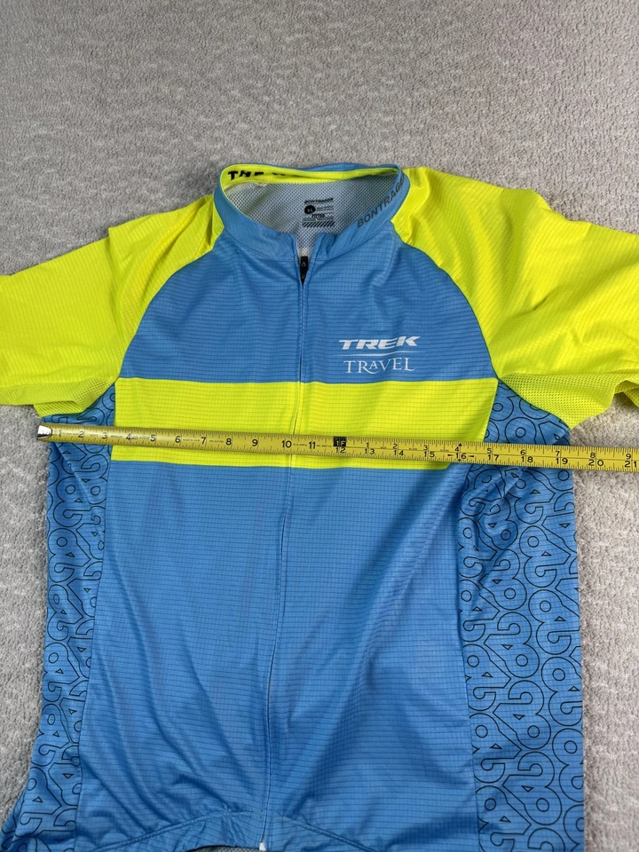 Bontrager Trek Travel Cycling Jersey Mens XL Blue Yellow Fitted Full Zip Hi Vis - Image 4 of 4
