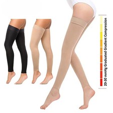 1 Pair Compression Stockings For Women - Thigh-Hi Leg Sleeve With Grip Top Firm