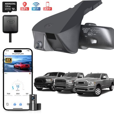 Fromt 4K & Rear 1080P Dash Cam Custom für Dodge RAM 1500/2500/3500 2019-2024 GPS