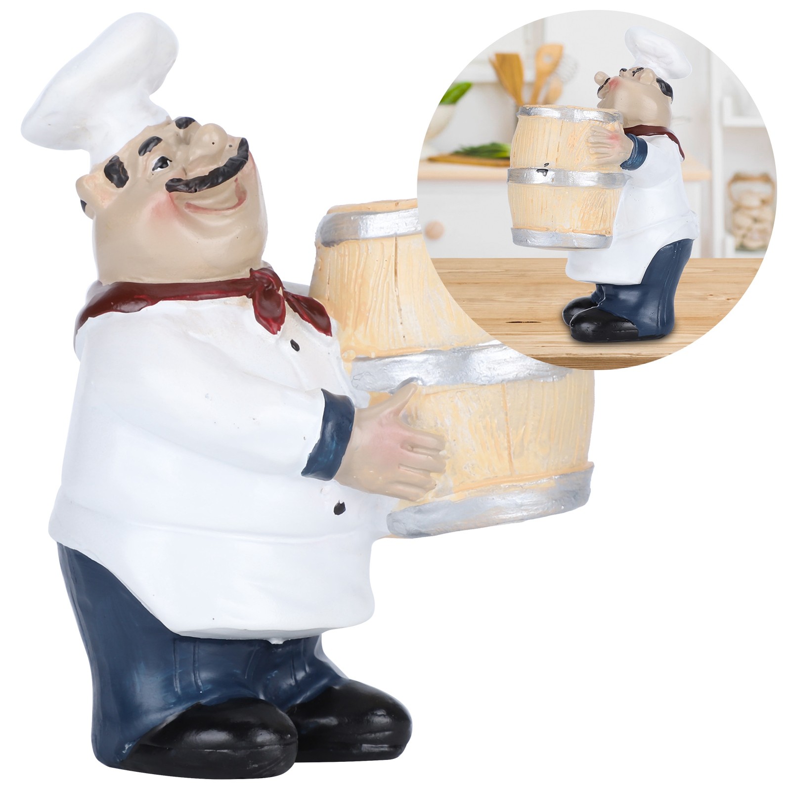 Resin Chef Statue Toothpick Holder Nordic Figurine Restaurant Tabletop Decoratio