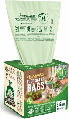 UNNI 2.6 Gallon Compostable Bags, 100 Count, 10 Liter, Extra Thick 0.71 Mil