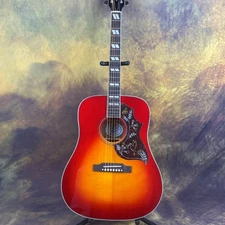 Rosewood Fingerboard Hummingbird Design Red-Ringed Yellow Acoustic Guitar