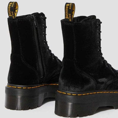 Dr. Martens Women's Jadon Quad Platform Retro Black Velvet US 7