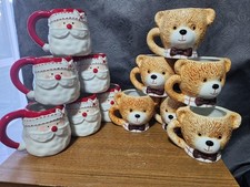 2 SETS OF 6 Cute Brown Bear and 2 SETS OF 6  Santa Shaped  Mugs  TOTAL 24 MUG