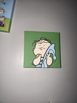 Peanuts Linus And Blanket Canvas Green Background Wall Decor