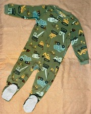 Carter s Construction Trucks Fleece Zip-Up Pajama Sleeper Size 4T
