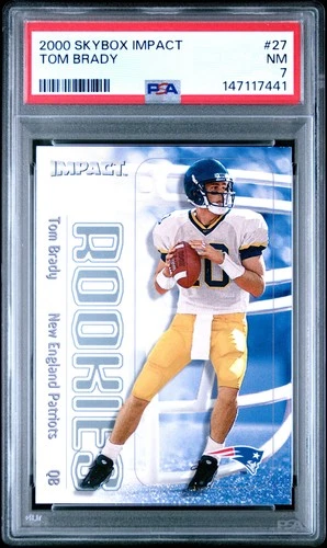 2000 SKYBOX IMPACT #27 TOM BRADY ROOKIE RC PSA 7