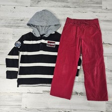 GAP GYMBOREE Boys Size 5T Black Striped Long Sleeve Tee and Red Pants