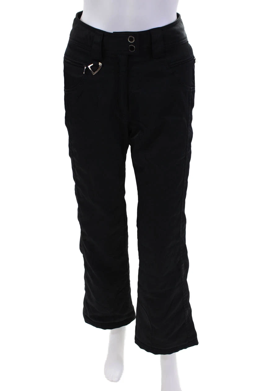 Marker Womens Zipper Fly High Rise Wide Leg Snow Pants Black Size 4