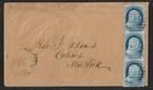 US NEW YORK IMPERF FRANKLIN STRIP OF 3 ON COVER 1852 WEISS CERTIFICATE