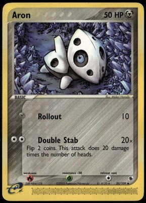Aron 25/109 Uncommon Ruby & Sapphire LP Pokemon Card