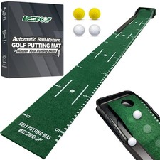 Golf Putting Mat Set with 9.8 ft Green, 4 9 feet, Black and Green