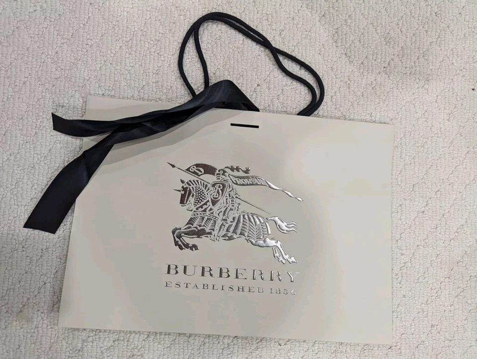 Burberry NUEVO Auténtico Bolso de Compras Vacío - Establecido 1856 - Plateado 11.5x16.5 Foto 3 de 4
